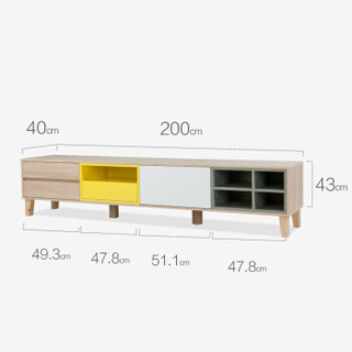 戈菲尔电视柜茶几边几组合 小户型客厅家具 欧雅1420+1421+1422*2