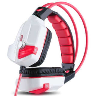 欧凡（OVANN）X60电竞游戏耳机头戴式 7.1震动电脑网吧网咖发光（白红色）