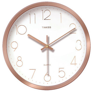 TIMESS挂钟 创意客厅静音钟表现代简约个性3D立体时钟卧室圆形石英钟挂表2038-2白色