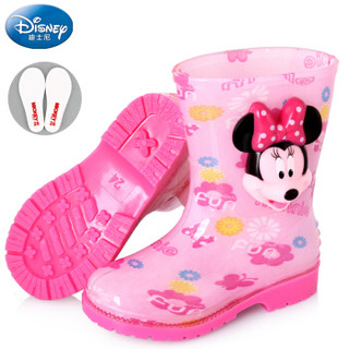 迪士尼（Disney）儿童雨鞋 男女童中筒防滑雨靴 15492 米妮粉24码