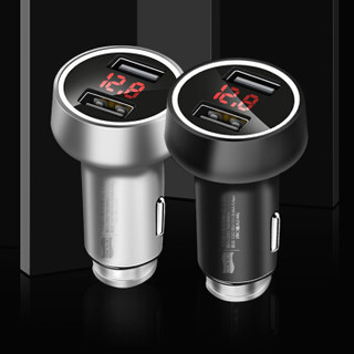 飞毛腿 SC-C307 LED数显 双USB/3.6A输出 环形呼吸灯电压检测 锌合金 车载充电器 苹果三星通用型汽车充 黑