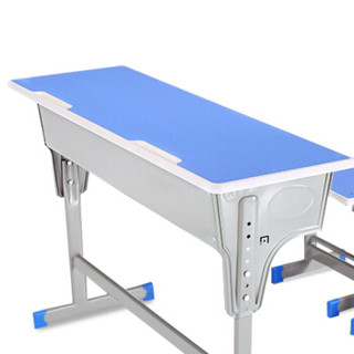 中伟中小学生培训辅导可升降双人课桌椅组合款蓝色1.2mm