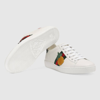 GUCCI 古驰 女士牛皮菠萝甲壳虫刺绣小白鞋 431920 A38G0 9064