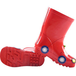 hugmii 儿童雨鞋男童女童卡通防滑雨靴小孩水鞋 红色汽车 36码/23cm