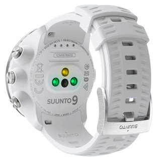 SUUNTO 颂拓 SUUNTO 9系列 旗舰版 智能手表 50mm 银色 不锈钢表盘 硅胶白带 白色 (GPS、北斗）