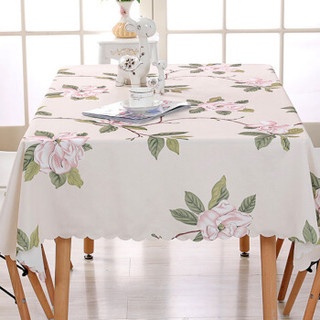 青苇 桌布台布 防水防油 易清洁餐桌垫 花之韵130*180cm 米色