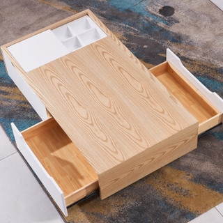 A家家具  床头柜 日韩风格 DA1003  白色 板木结合
