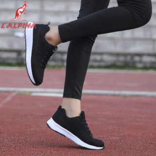 lalpina袋鼠女鞋休闲鞋女学生韩版百搭飞织透气网面松糕厚底轻便舒适