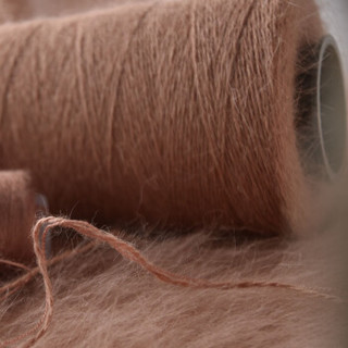 奥丝布莱特 羊绒线 长毛毛线 14/2中粗线 手编机织均可 婴儿宝宝毛线 围巾线J06 红棕色