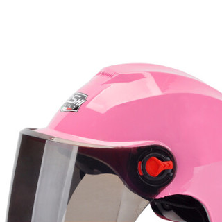 骑士（QISHI）669粉色 电动摩托车头盔男四季夏季防晒电瓶车头盔女士半覆式轻便式安全帽半盔反光尾灯 均码