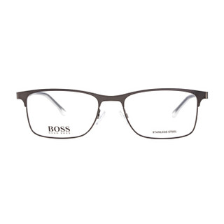 雨果博斯（HUGO BOSS）眼镜框 男士商务深灰色金属近视眼镜架超轻方框潮款光学镜框 0967-FRE-18-56