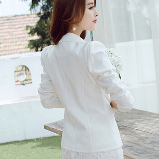 维迩旎 2019春季新品小西装女韩版修身显瘦纯色外套小西装 MMBS1133 白色 XL