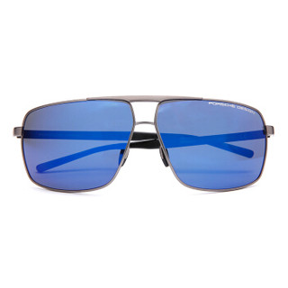 保时捷设计 保时捷太阳镜 男款时尚双梁日本产钛材质驾驶墨镜P8658 B 灰色镜架蓝色镜片 64mm