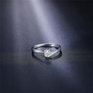 鸣钻国际 天使之吻 钻戒 钻石戒指结婚求婚钻石戒指女戒 活口可调节