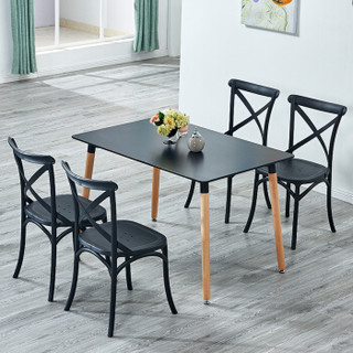 百思宜 北欧现代简约休闲餐厅餐椅 家用塑料靠背成人洽谈接待椅子  黑色