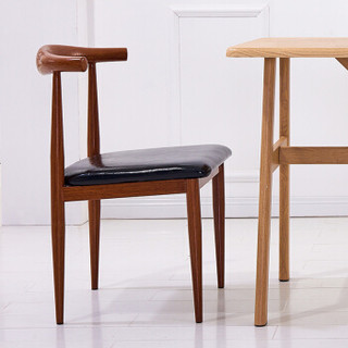 百思宜 现代简约餐桌椅组合长方形小户型饭桌金属仿木纹桌椅套装 胡桃色120*70cm(一桌4椅)