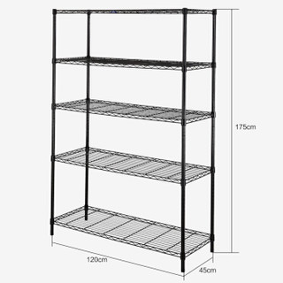 澳美佳  仓库重型置物架 家用金属多功能黑色五层收纳架 货架 仓储货架