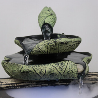 意尔嫚 创意中式流水喷泉摆件客厅桌面风水轮家居装饰品树脂工艺礼品摆设