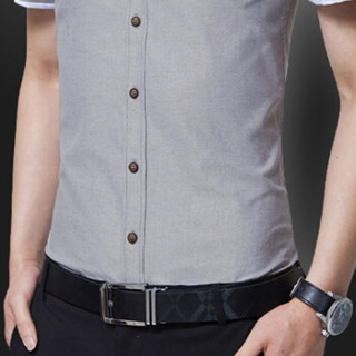 俞兆林（YUZHAOLIN）短袖衬衫 男士商务休闲简约立领短袖衬衣2301灰色M