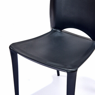 百思宜 现代简约咖啡厅靠背料椅餐厅等位椅可叠放椅子  黑色