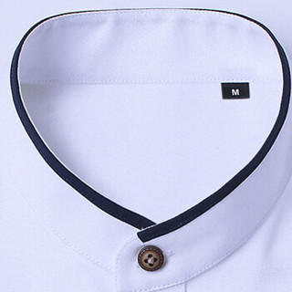俞兆林（YUZHAOLIN）短袖衬衫 男士商务休闲简约立领短袖衬衣2301白色L