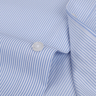 鳄鱼恤（CROCODILE）衬衫 男士竖条商务休闲职业正装大码短袖衬衫 D82 蓝D997 2XL/41