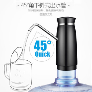 十咏 充电式桶装水抽水器 压水器 上水器 家用饮水机 电动抽水器 黑色DDSB1-1