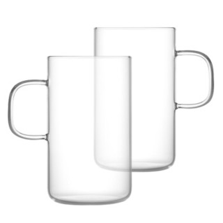 尚明samadoyo CP-32/2 2只装耐热玻璃杯家用无铅无盖圆形透明茶杯直身牛奶水杯子带手把  直身带把 300ml