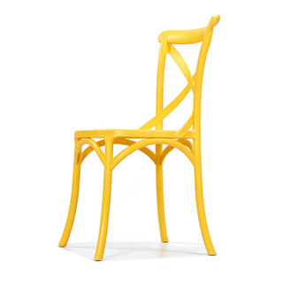 百思宜 北欧现代简约休闲餐厅餐椅 家用塑料靠背成人洽谈接待椅子  黄色