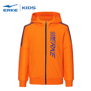 鸿星尔克（ERKE）童装男童针织外套秋季开衫连帽卫衣上衣63218114045 冰橙 160