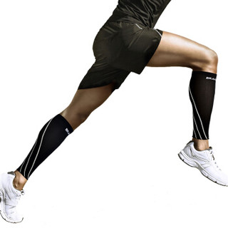 奔酷 BRACOO RC297运动护腿套健身跑步压缩护小腿套男女防护一双装 黑底白条 L码