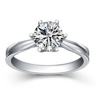 一搏千金（YBQJ）BG106 白18K金18分六爪钻石戒指 求订婚钻戒 单钻婚戒女款
