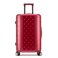 CCS 满天星拉链款 万向轮拉杆箱女轻便行李箱结婚箱子 陪嫁旅行箱包防刮 PC-1701Z 雾面红 24英寸
