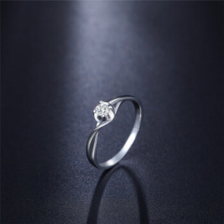 鸣钻国际 凝爱 白18k金钻戒 钻石戒指结婚求婚女戒 情侣对戒女款 18号