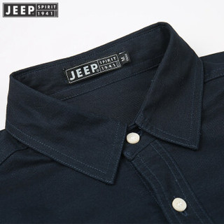 吉普男装JEEP 男士衬衫2019春季新款男款棉纯色长袖衬衣商务外穿上衣 RSC102 宝蓝色 L