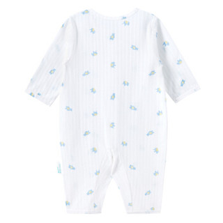 全棉时代 婴儿针织抽针罗纹长袖连体衣 59/44（建议0-3个月）小熊大象 1件装