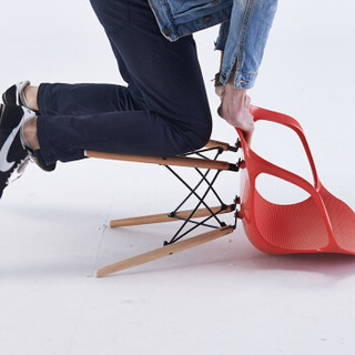 百思宜 时尚靠背塑料扶手椅子 现代简约扶手防滑镂空椅休闲创意椅子餐椅洽谈椅   红色