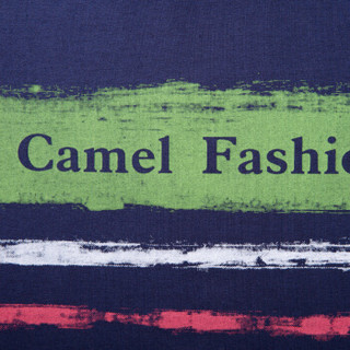 骆驼（CAMEL）男装 微弹圆领休闲条纹大众短袖T恤衫 男士 X6B201337 宝蓝L