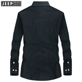吉普男装JEEP 男士衬衫2019春季新款男款棉纯色长袖衬衣商务外穿上衣 RSC102 白色 XXXL