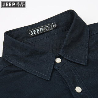 吉普男装JEEP 男士衬衫2019春季新款男款棉纯色长袖衬衣商务外穿上衣 RSC102 白色 XXXL