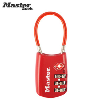 玛斯特(Master Lock)密码锁TSA旅行箱包健身房钢缆挂锁4688MCND 红色 定制-免费激光刻字