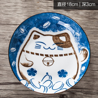 雅诚德日式创意餐具6头套装卡通陶瓷碗盘子可爱碗碟（深蓝）
