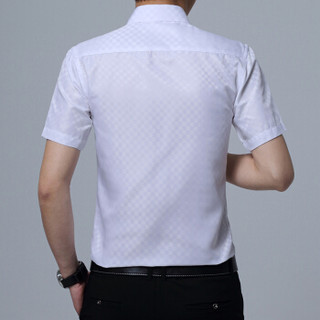 鳄鱼恤（CROCODILE）衬衫 男士商务休闲大码格子短袖衬衫 D08 白色 2XL/41