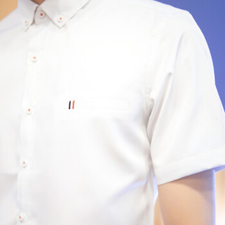 鳄鱼恤（CROCODILE）衬衫 男士时尚休闲纯色短袖衬衫男 CS01 白色 2XL