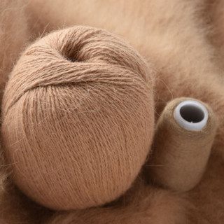 牧心 羊绒线 长毛毛线 14/2中粗线 手编机织均可 婴儿宝宝毛线 围巾线Z06 浅棕色