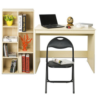 慧乐家 桌椅柜组合套装 书柜 电脑桌 椅凳 白枫木色 黑色 FNAJ-11145-1
