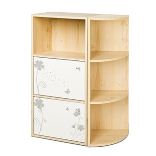 慧乐家 三层书柜角柜组合套装 书柜 储物柜 置物架 白枫木色 白色 FNAL-11183-1