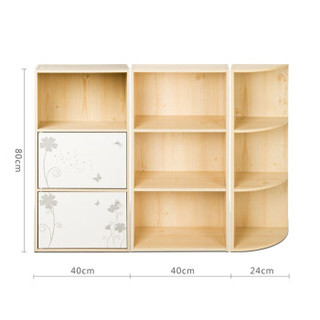 慧乐家 三层组合柜套装 书柜 储物柜 置物架 胡桃木色 白枫木色 白色 FNAJ-11186-1