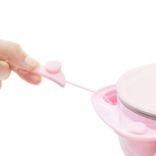 子初辅食碗 婴儿碗勺 儿童宝宝餐具套装 注水保温吸盘碗 5件套（316不锈钢）粉色款