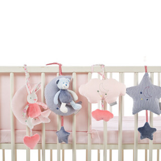 麦侬贝儿（Manon Des Pres）法国品牌婴儿玩具床铃毛绒布艺摇铃宝宝吊铃风铃 星月系列星月熊床挂蓝色30cm